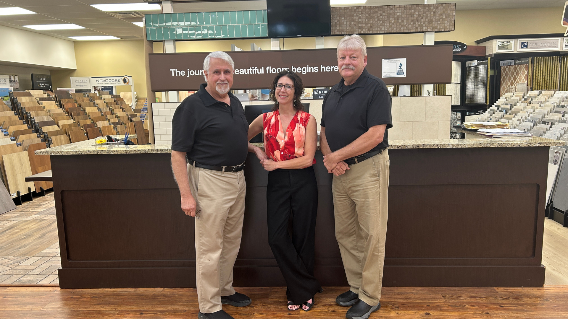 flooring store experts in showroom in Covington, LA